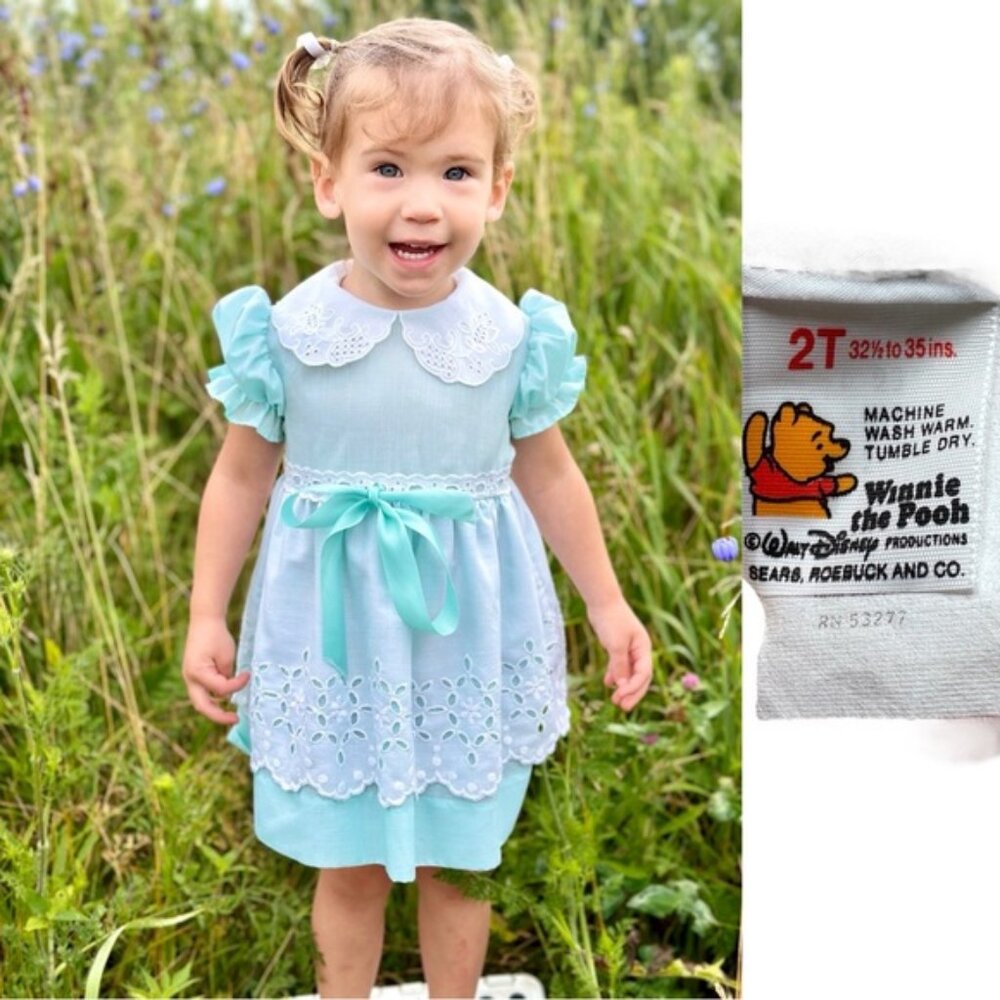 Disney | Winnie The Pooh Vintage Girls Powder Blue Dress | Size 2T